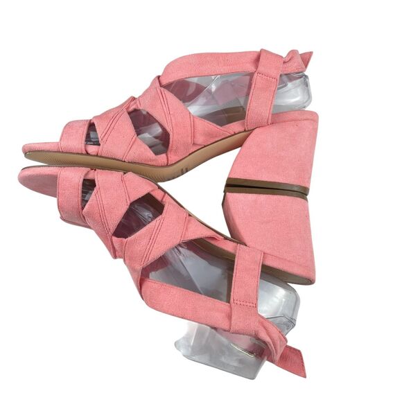 Comfortview Felipa Sandals Women’s Size 8.5W Pink Faux Suede Block Heel Strappy - Picture 7 of 11